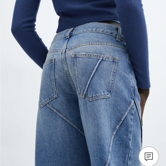 BNWT MANGO Wideleg jeans with decorative stitching - Picture 4 of 6